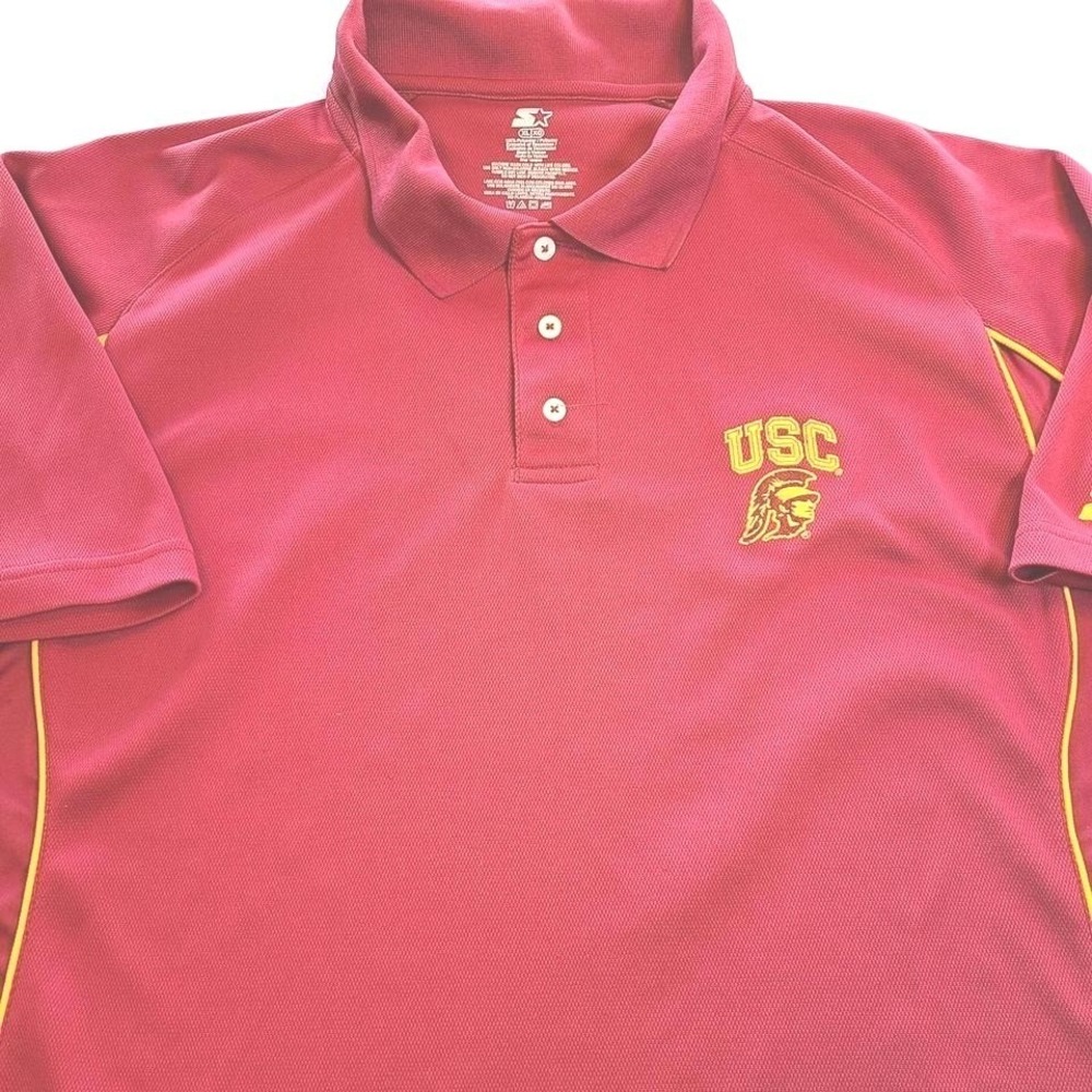 USC Trojans Starter Mens XL‎ Cardinal Gold Polo Shirt NCAA College Football